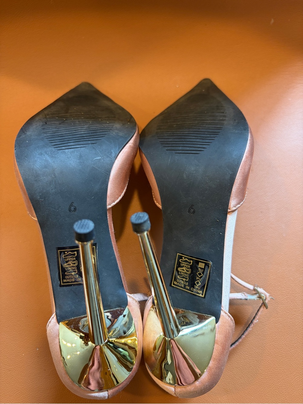 Azalea Wang Satin Pointed Ankle-Strap Heels in Dusty Pink - Picture 9 of 9
